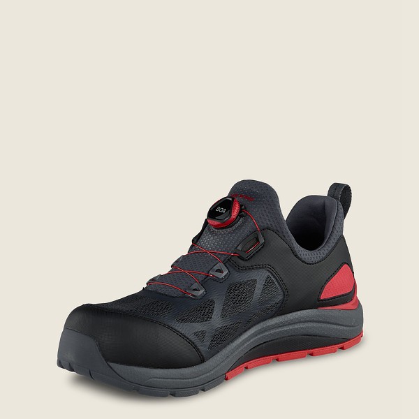 Red Wing Work Shoes Cooltech™ Athletics - Safety Toe - Black/Red - Mens DGY825176